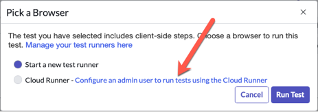 Bild der Option „Cloud Runner“, wenn Sie Administrator sind