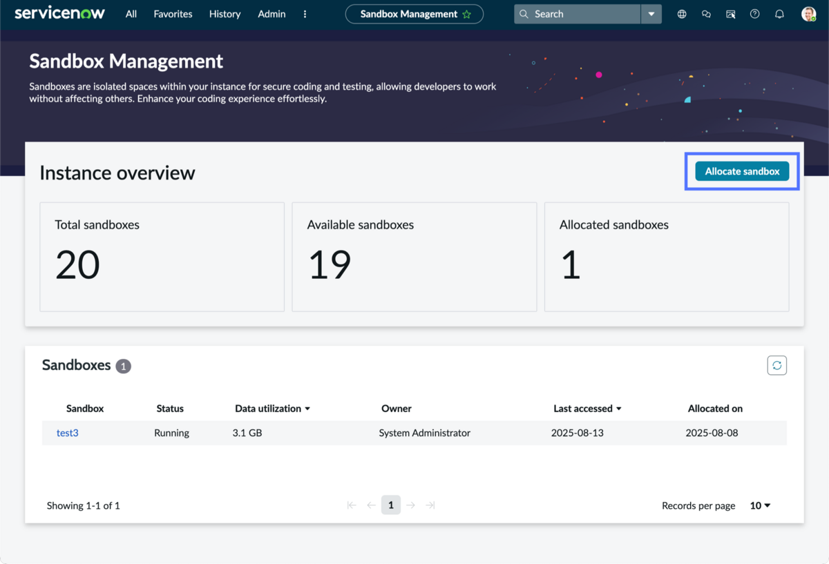 Sandbox-Schaltfläche im Startseite-Dashboard zuordnen
