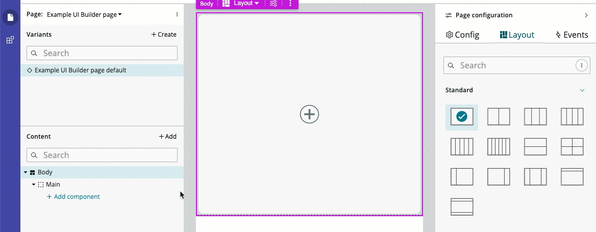 Ändern des Layouts einer Seite