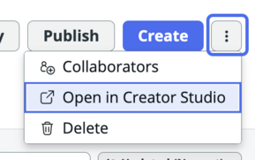 Option zum Öffnen der aktuellen App in Creator Studio über die Seite „App-Details“.