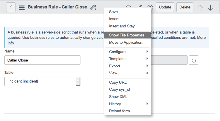 Option „Dateieigenschaften“ anzeigen
