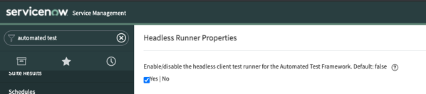 Oberes Kontrollkästchen im Abschnitt „Eigenschaften des Headless Runners“ aktiviert