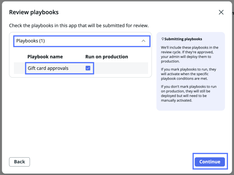 Überprüfen Sie das Playbook, das mit der App bereitgestellt werden soll
