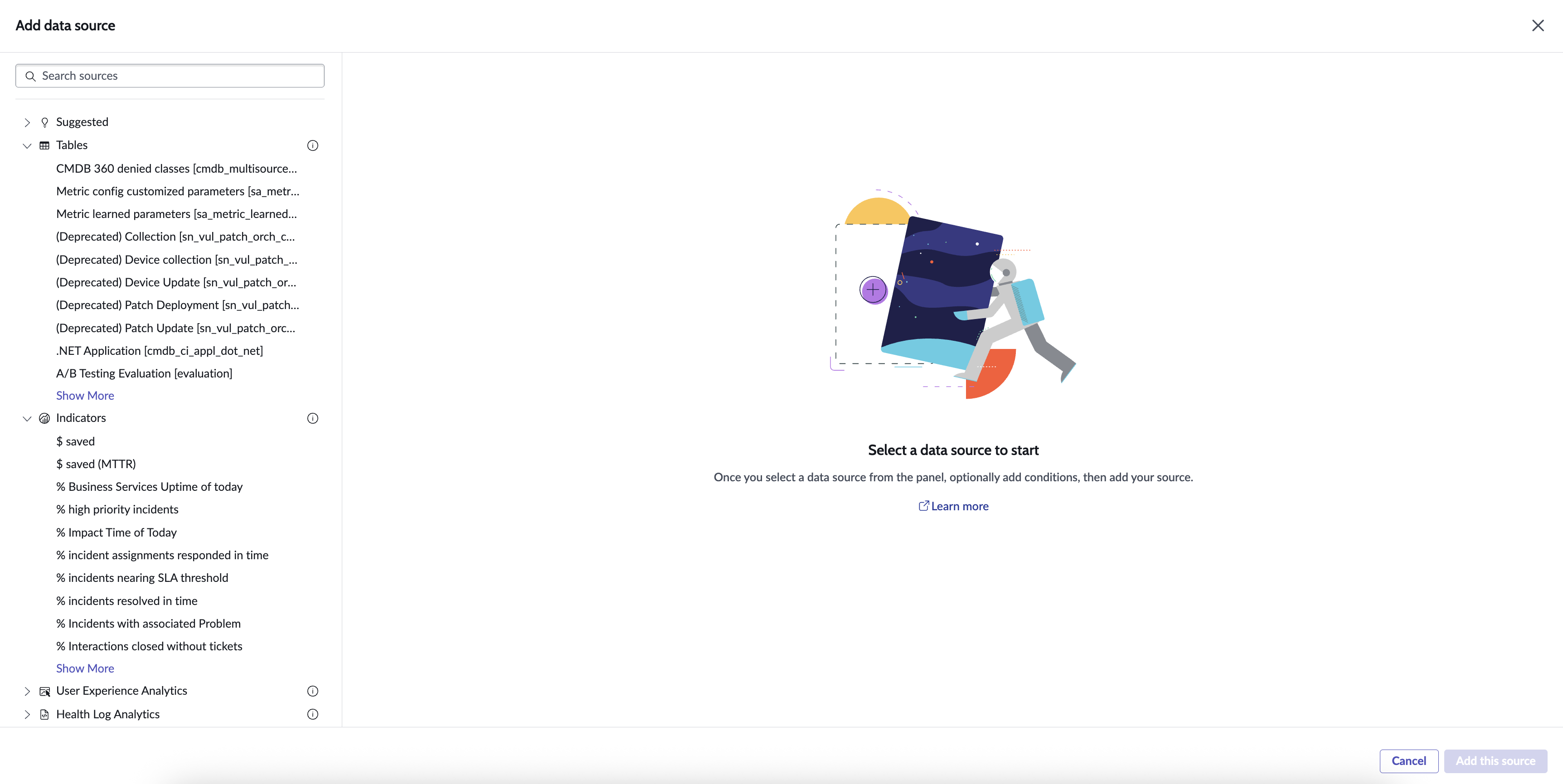 Data sources for funnel data visualization