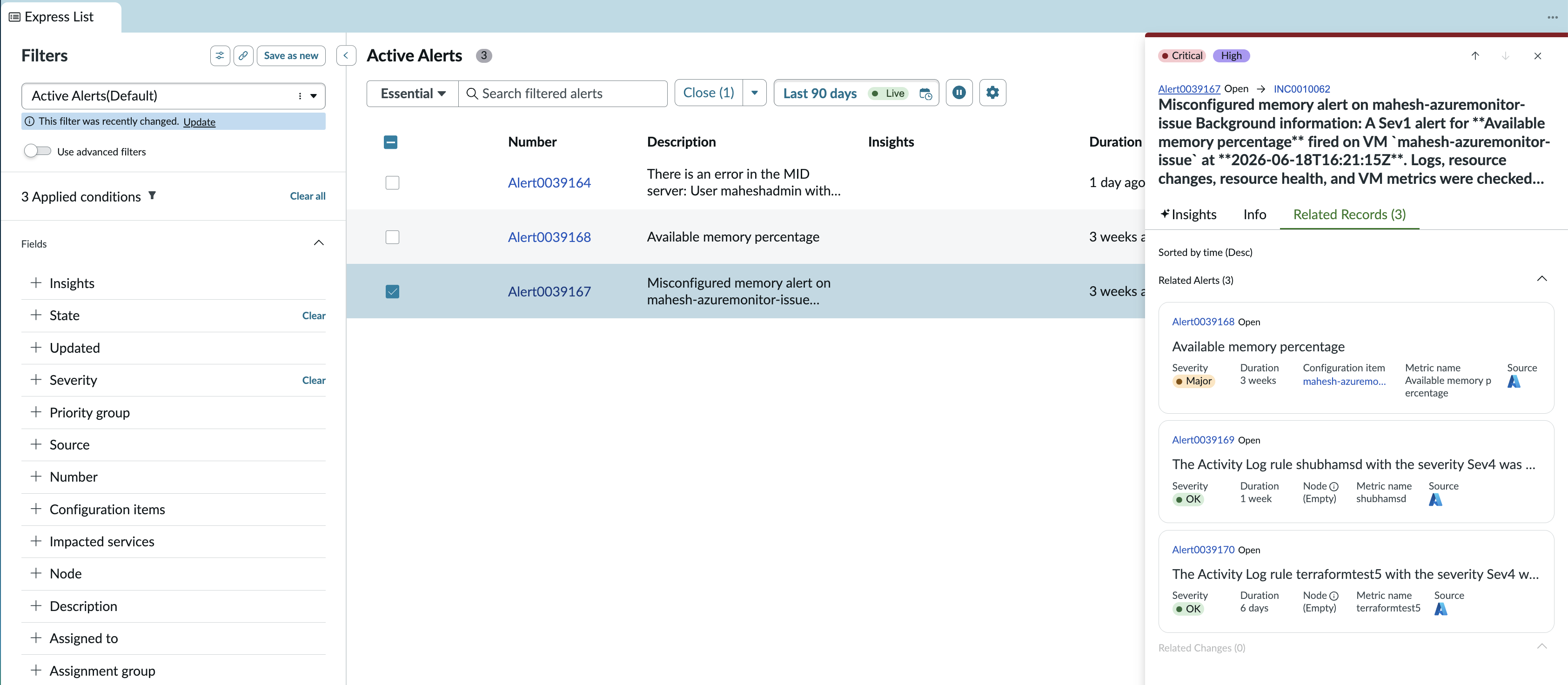 Azure monitor issue alert