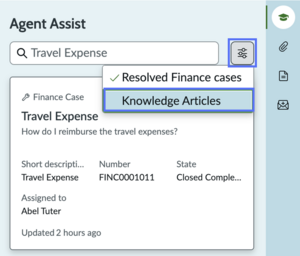 Select a resource in Agent assist.