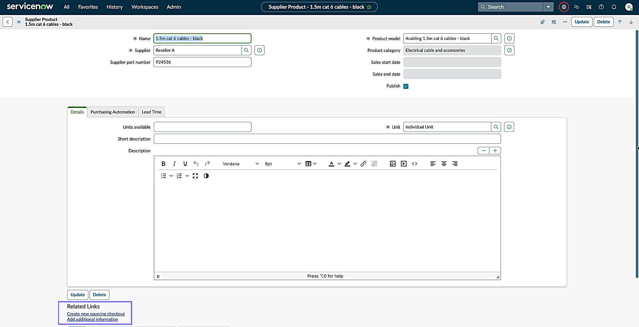 Add additional information option in Related Links.