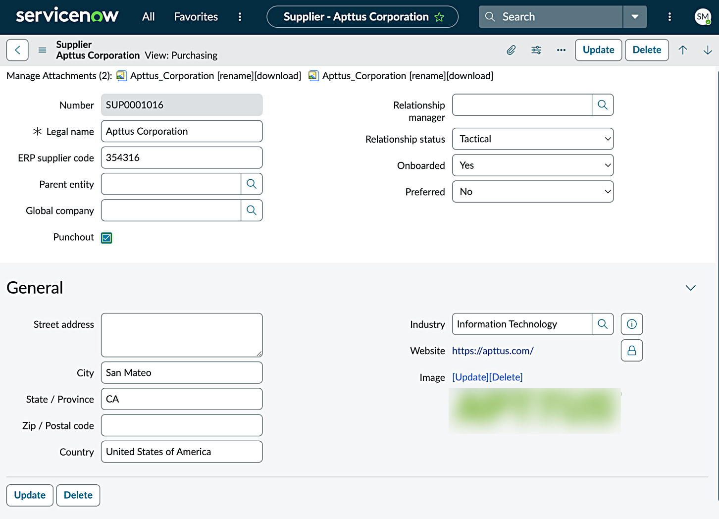 Punchout check box is selected for the designated third-party supplier in the Purchasing view.