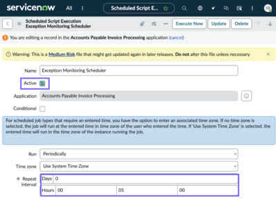 Activate the Exceptions Monitoring Scheduler