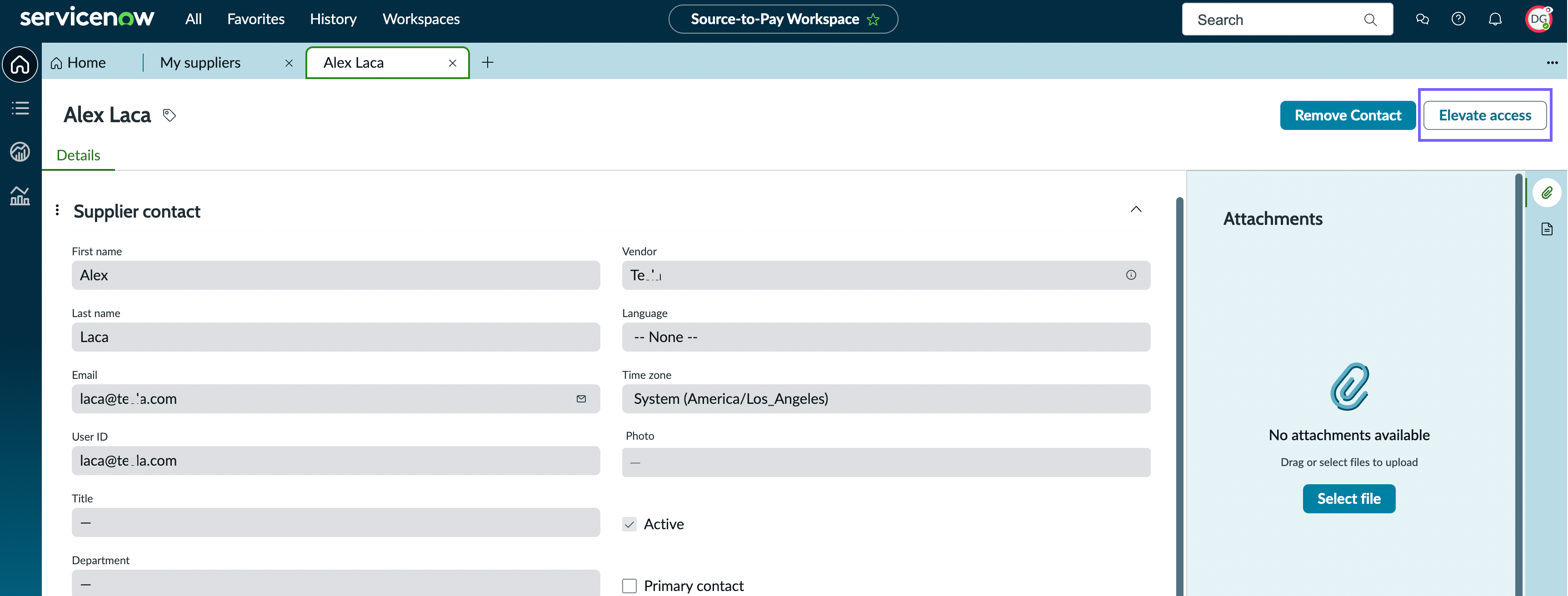 Selected Elevate access button.