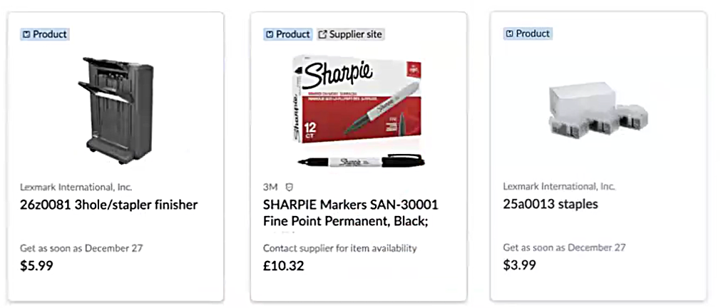 Categories list showing both punchout and native catalog items.