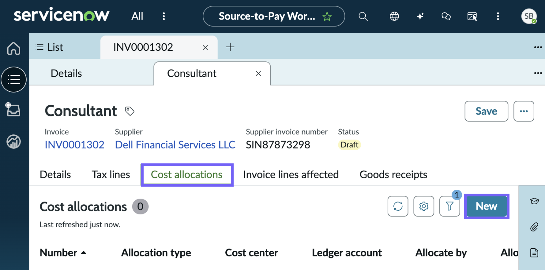 Create a cost allocation