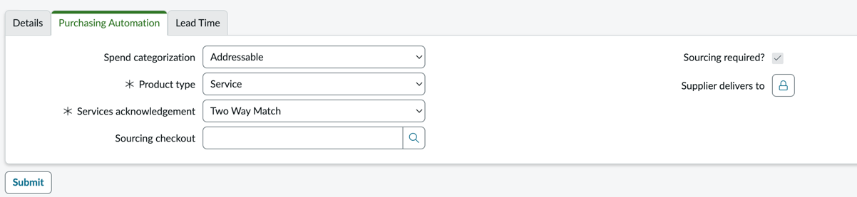 Purchasing Automation tab in Supplier product form.