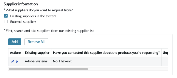 Add existing supplier in the system.