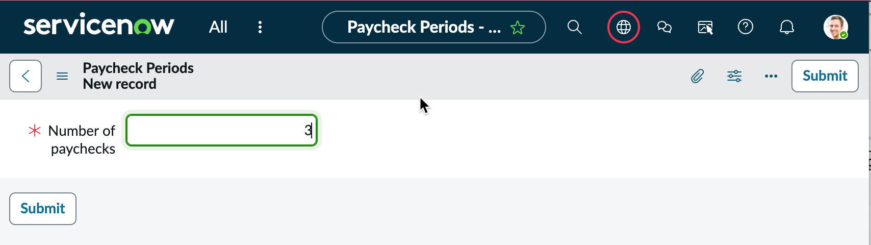 Creating a paycheck period for an employee