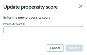 Update propensity score dialog box