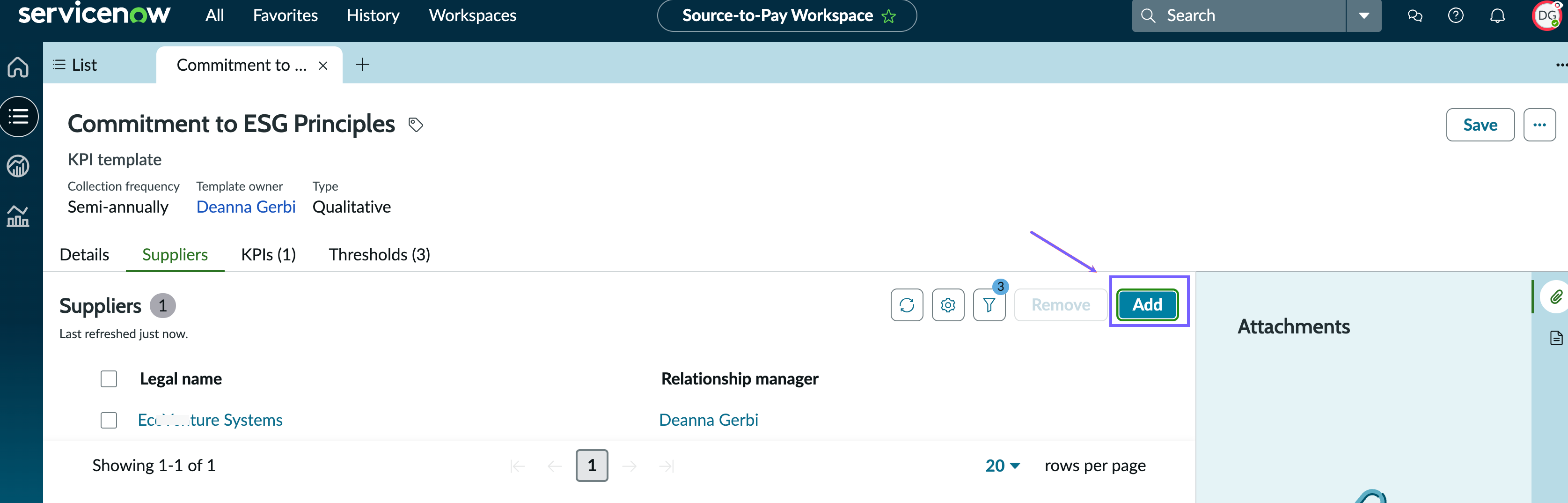 Selected option to add a new supplier.