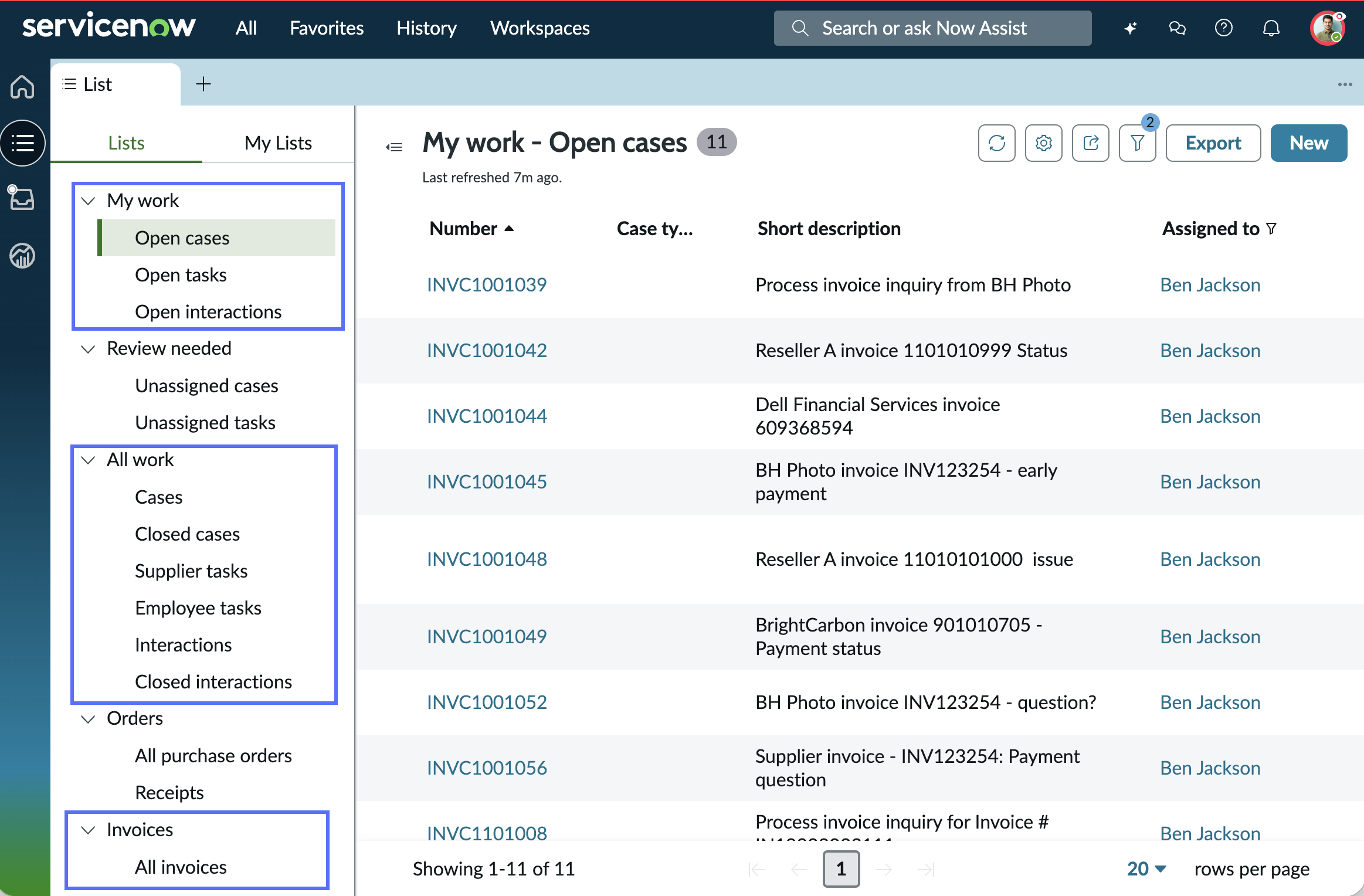 List view