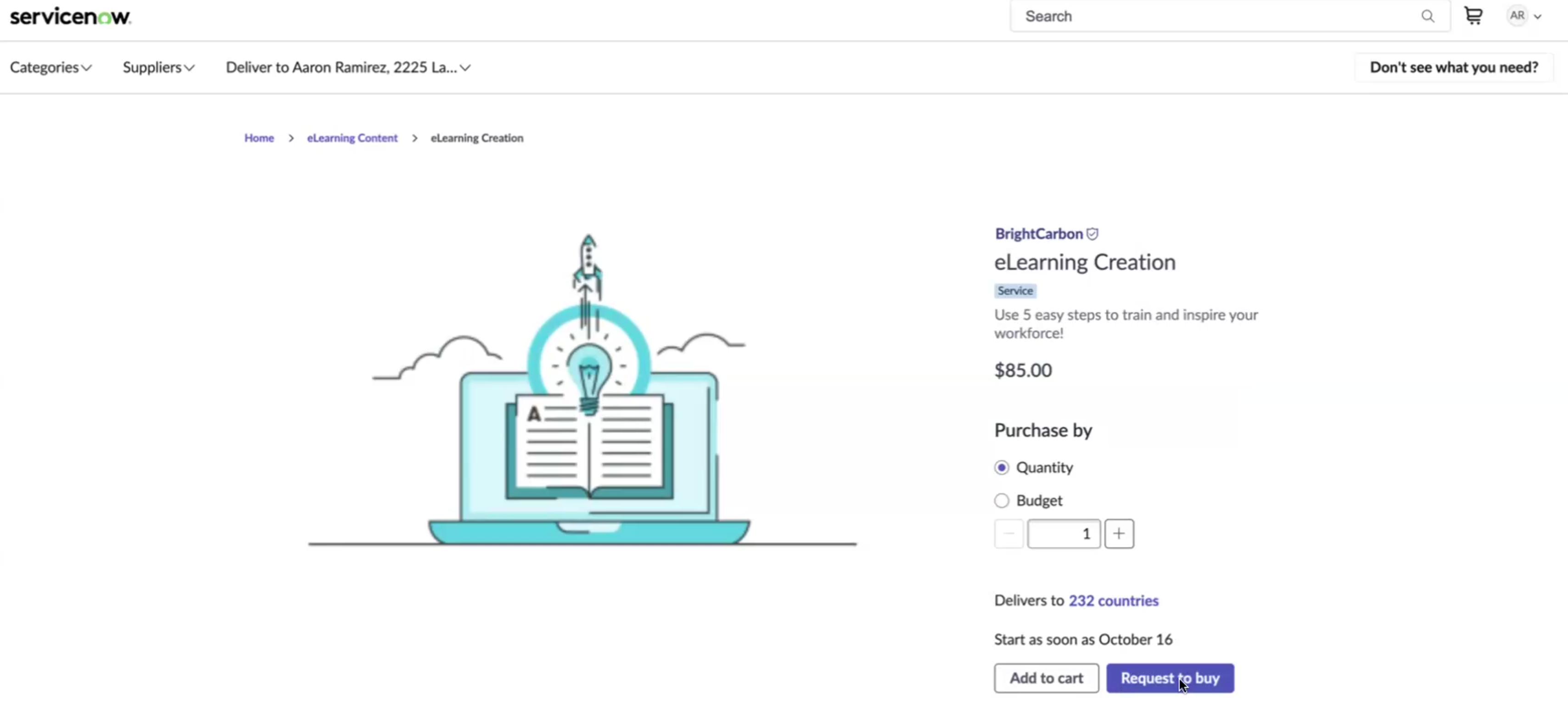 Order a product with quick checkout