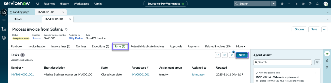 Create an invoice task
