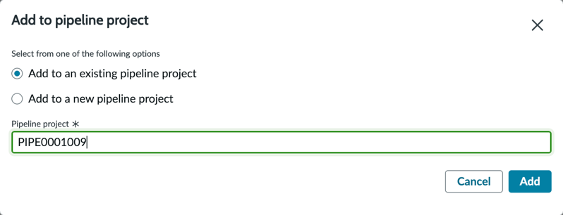 Add SR to existing pipeline project.