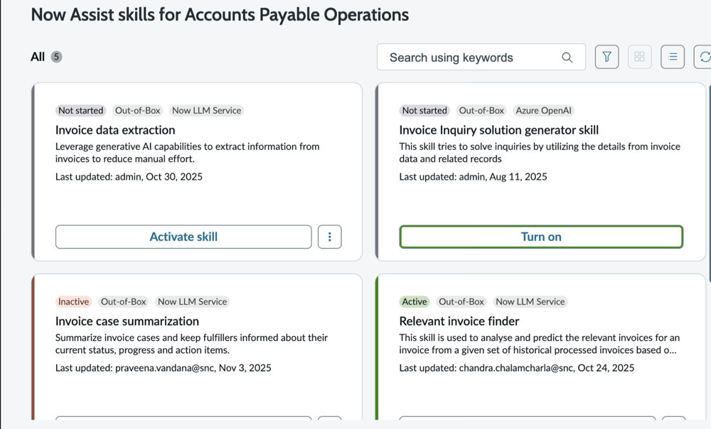 Invoice inquiry solution generator skill