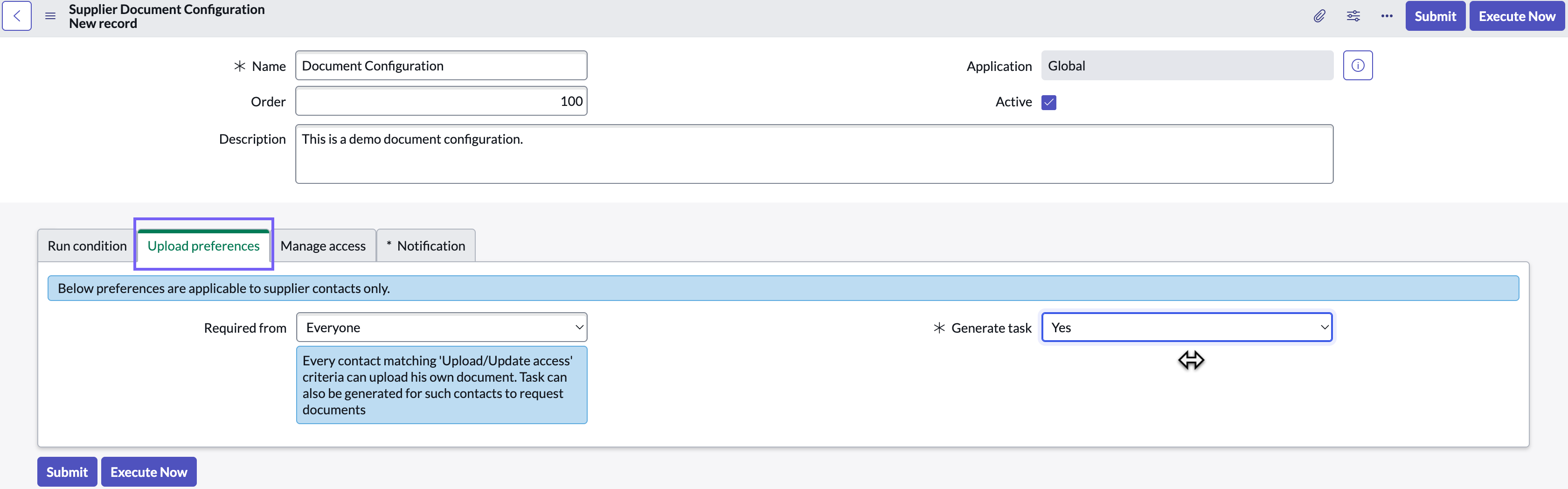 Selectd Upload preferences tab.
