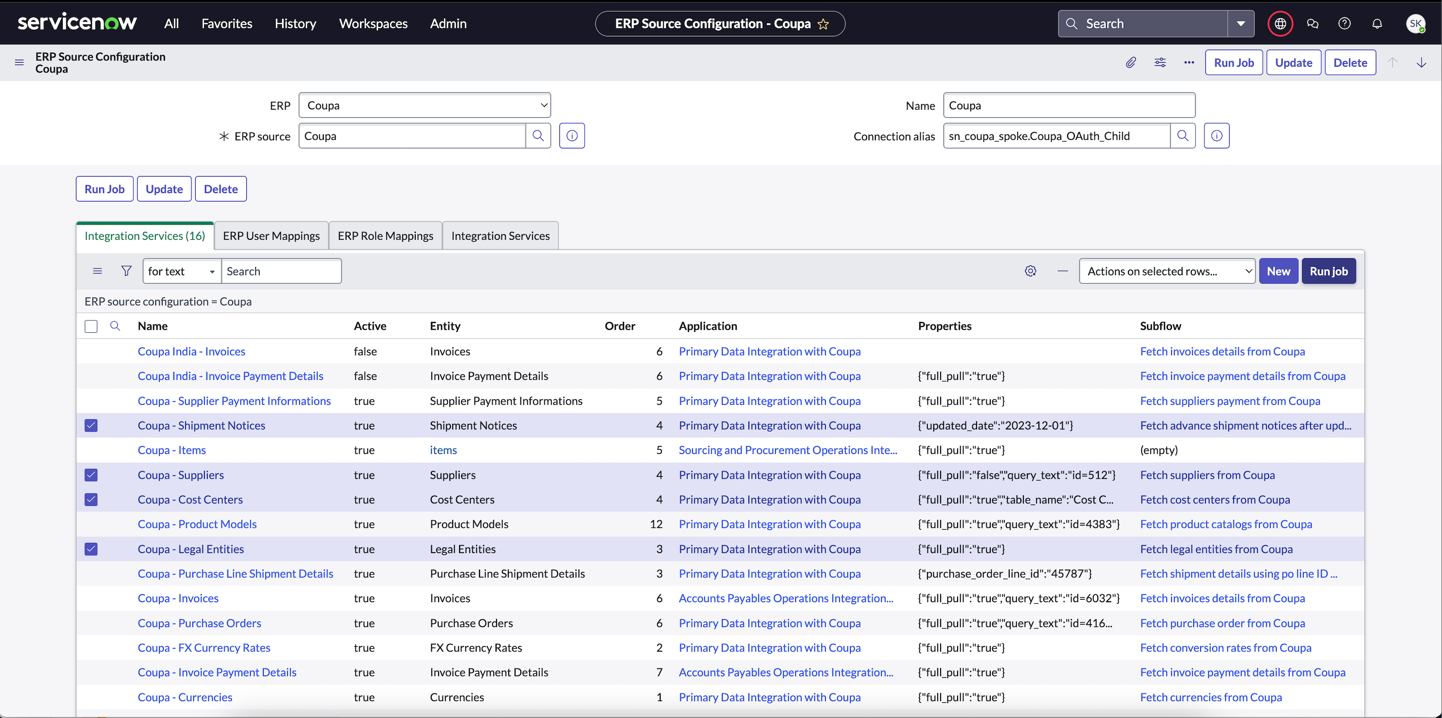 Manually trigger flows or subflows in Coupa