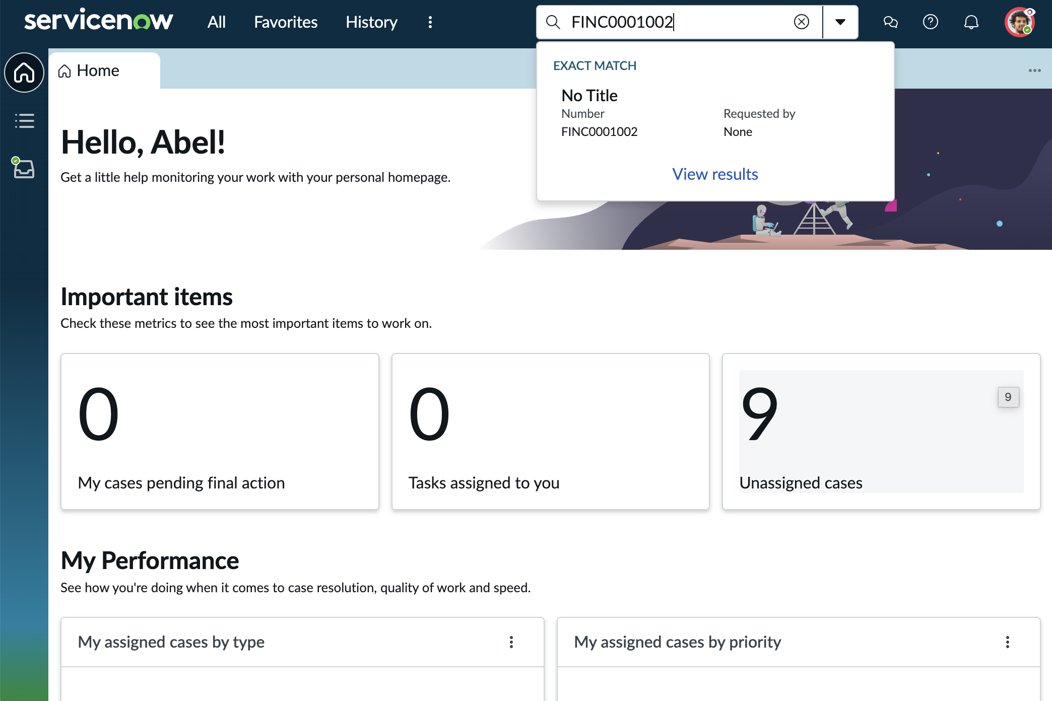 Search for finance cases