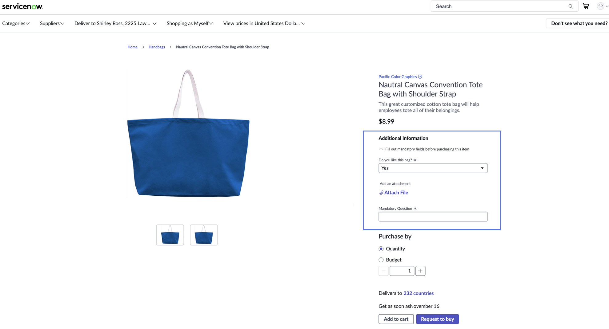 Product details page in Shopping Hub.
