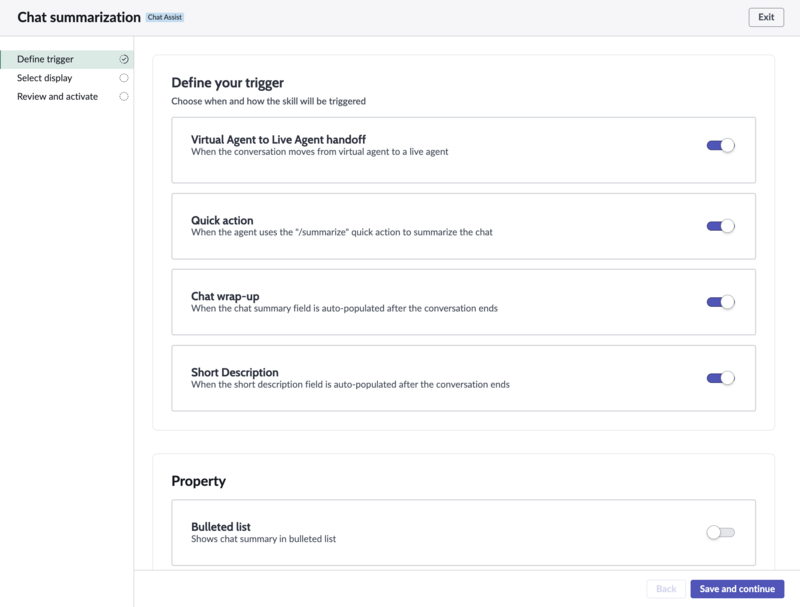 Panneau de configuration pour la synthèse de la messagerie instantanée. Utilisez ce panneau pour choisir quand et comment la compétence est déclenchée.