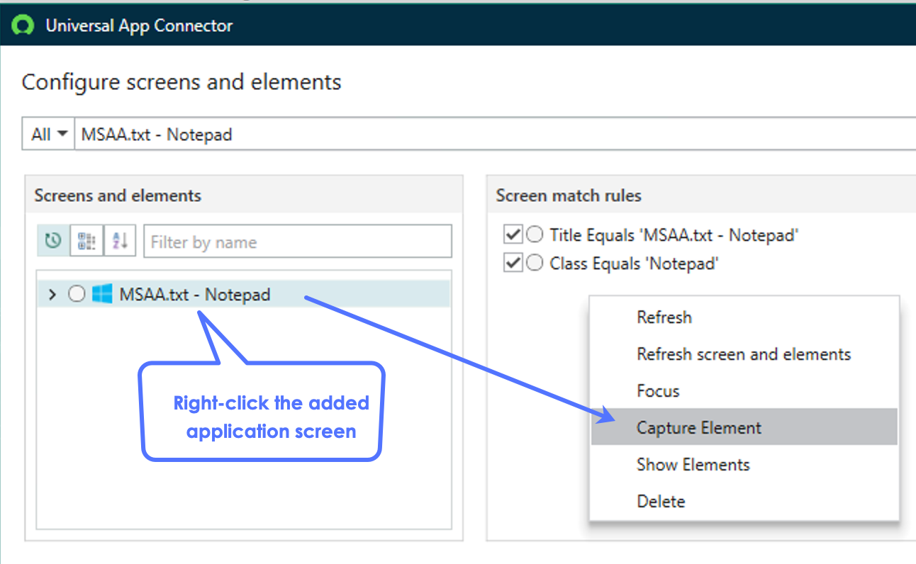 Capture Element option.