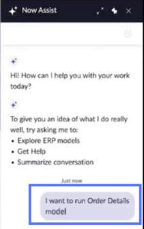 Now Assist panel with question typed in.
