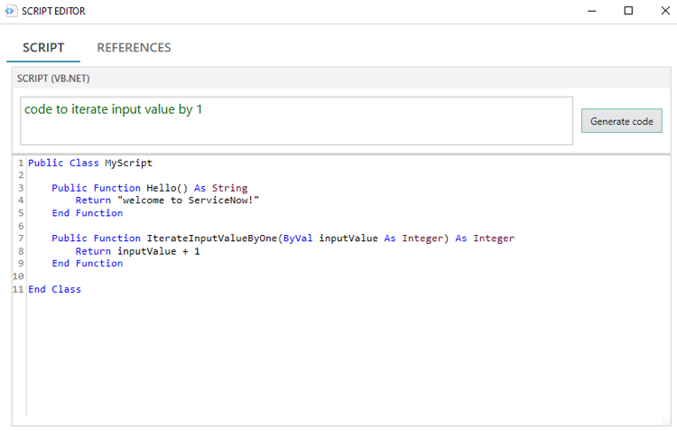 Input text to generate code