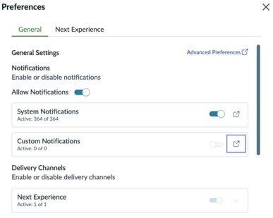 ERP-CM notifications are in the Custom notifications