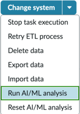 Connect system button with options expand and run ai/ml option highlighted.