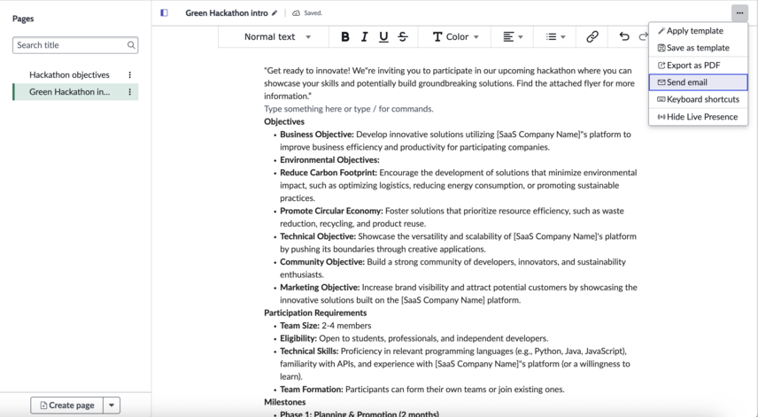 Email docs content.