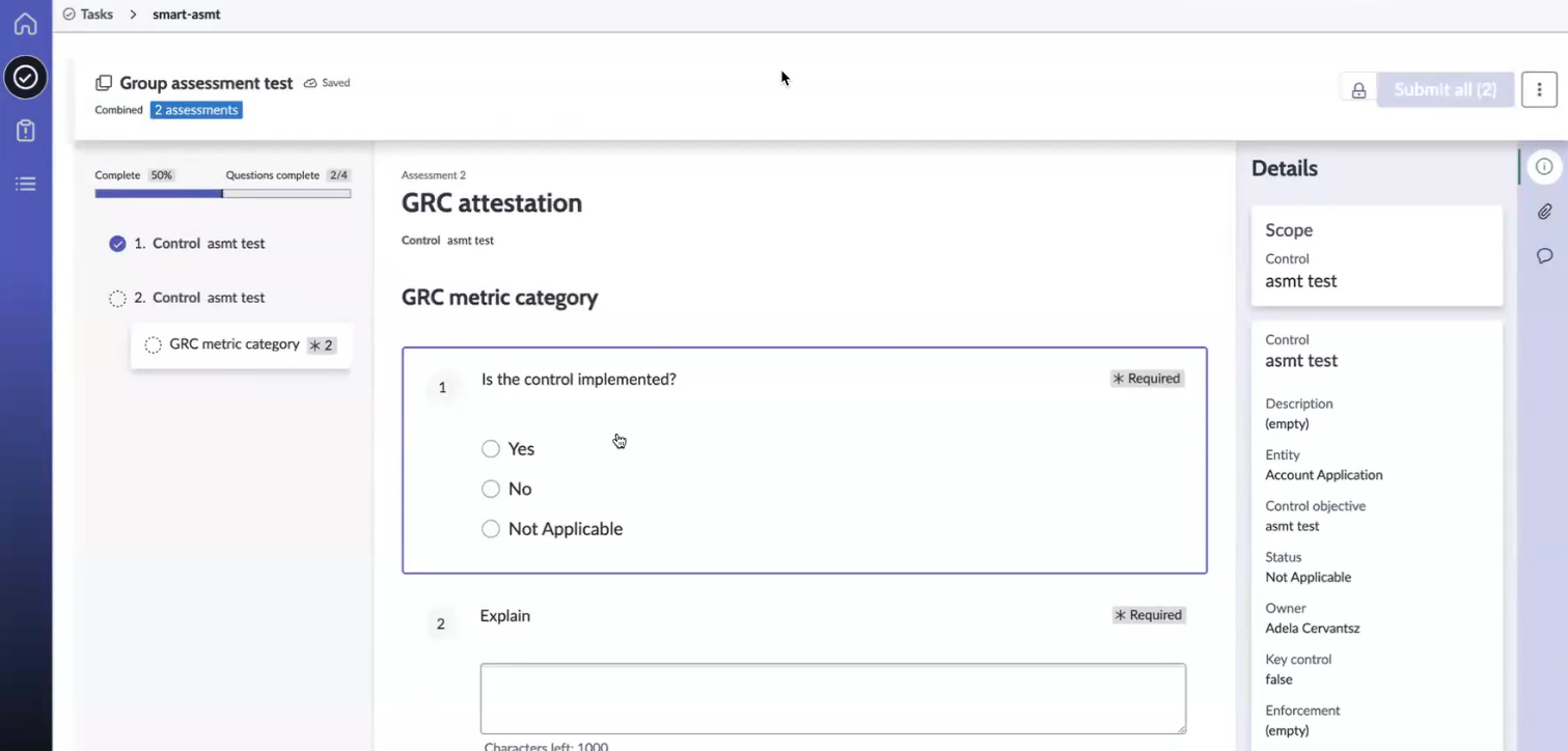 Details der Steuerung als Referenzinformationen im Detailbereich.
