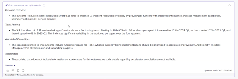Outcomes Summarization result