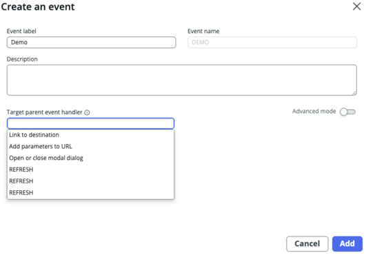 Crie uma caixa de diálogo de evento.