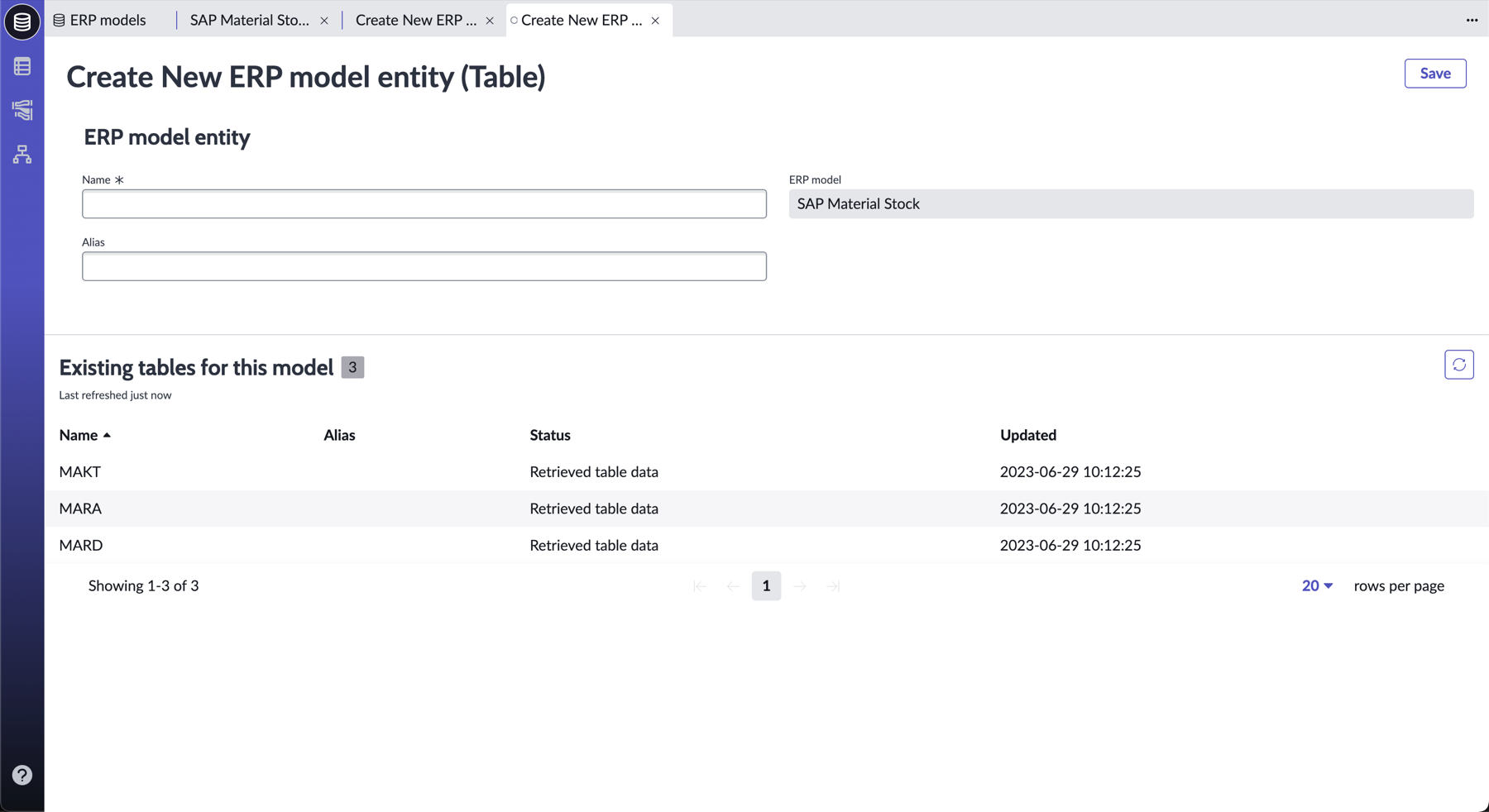 Como adicionar uma tabela a um modelo do ERP