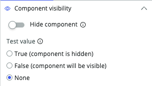 Opções de visibilidade do componente na guia de configuração.