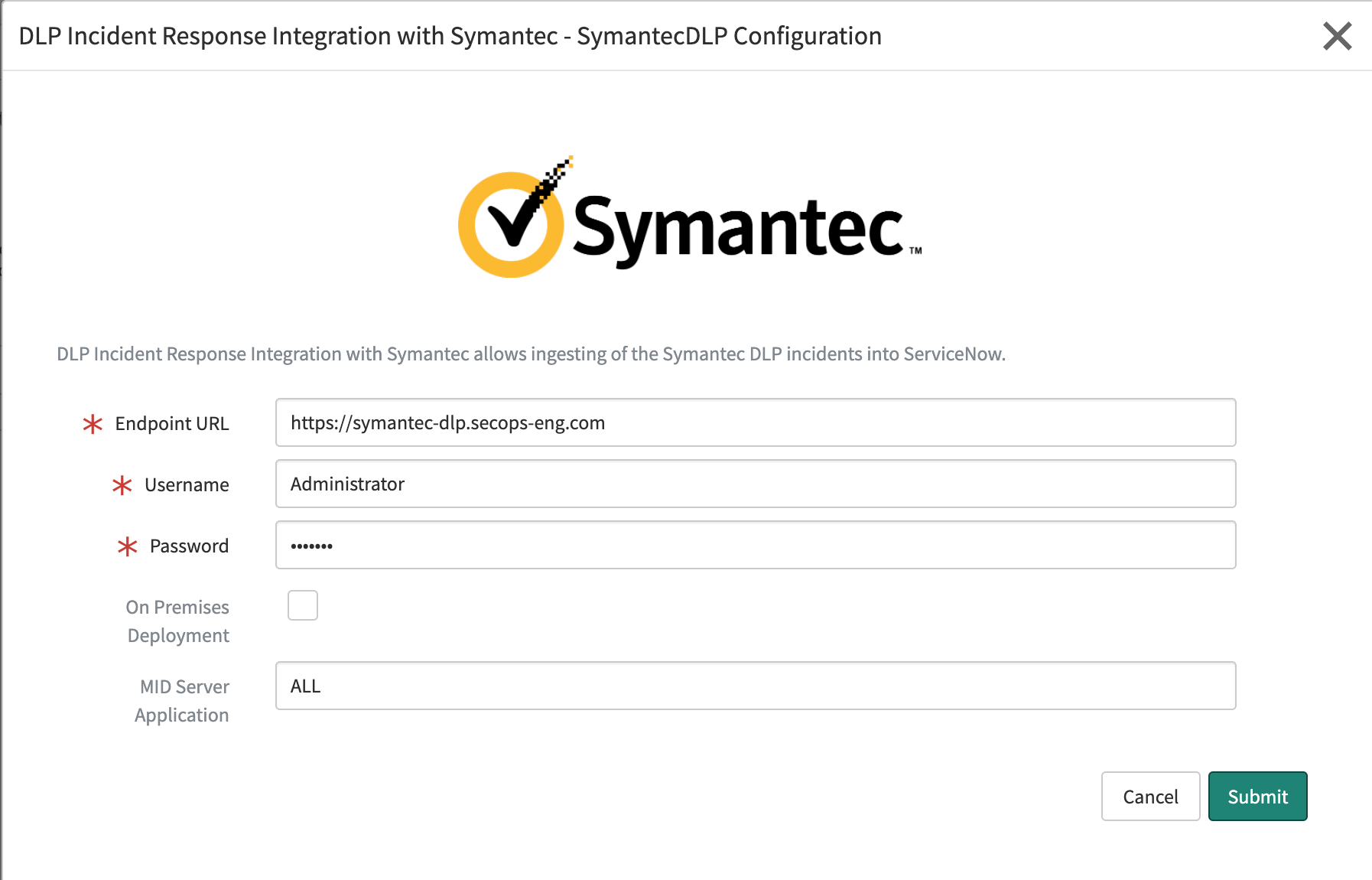 DLP Incident Response Integration with Symantec を構成します。