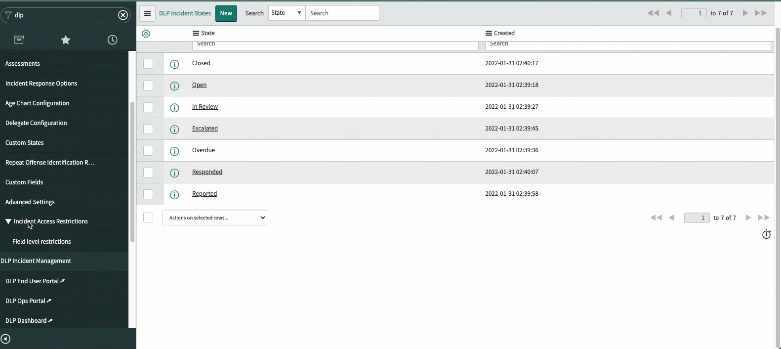 DLP インシデントのフィールドレベル制限の設定