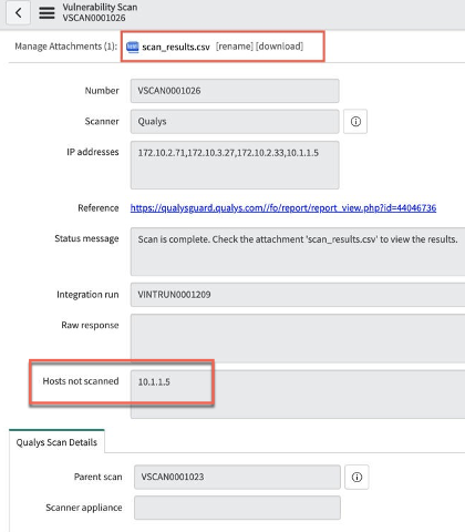スキャンレコードで .csv ファイルとホストがスキャンされていません。