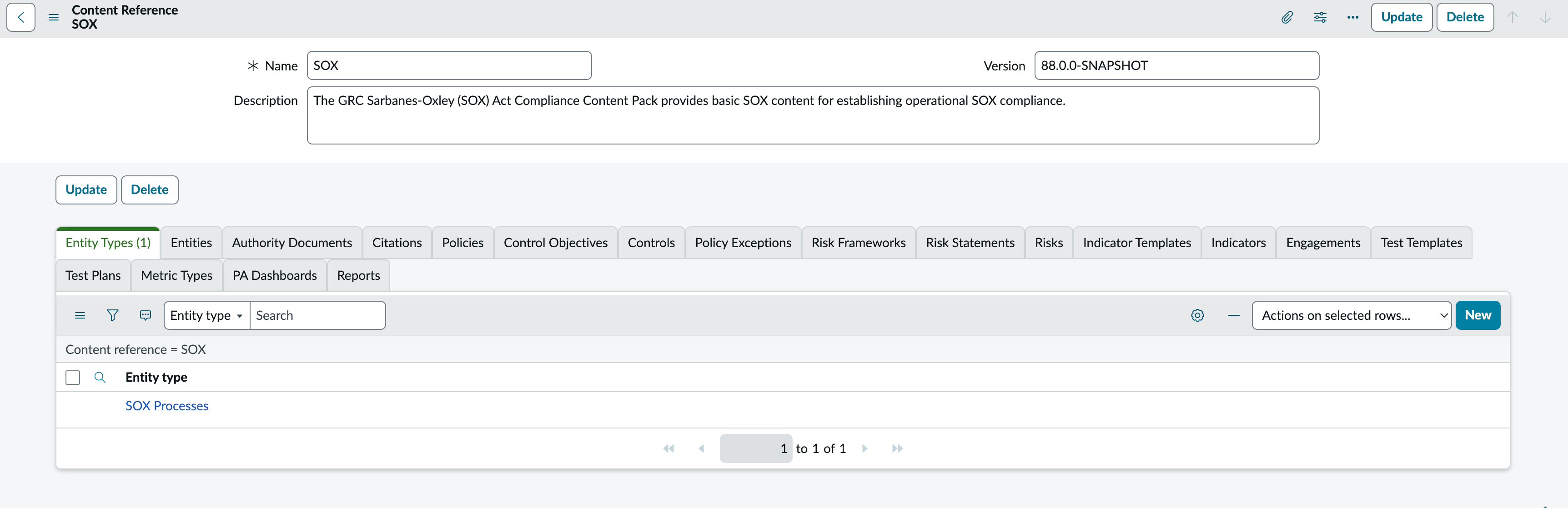 Records tagged as content references to SOX