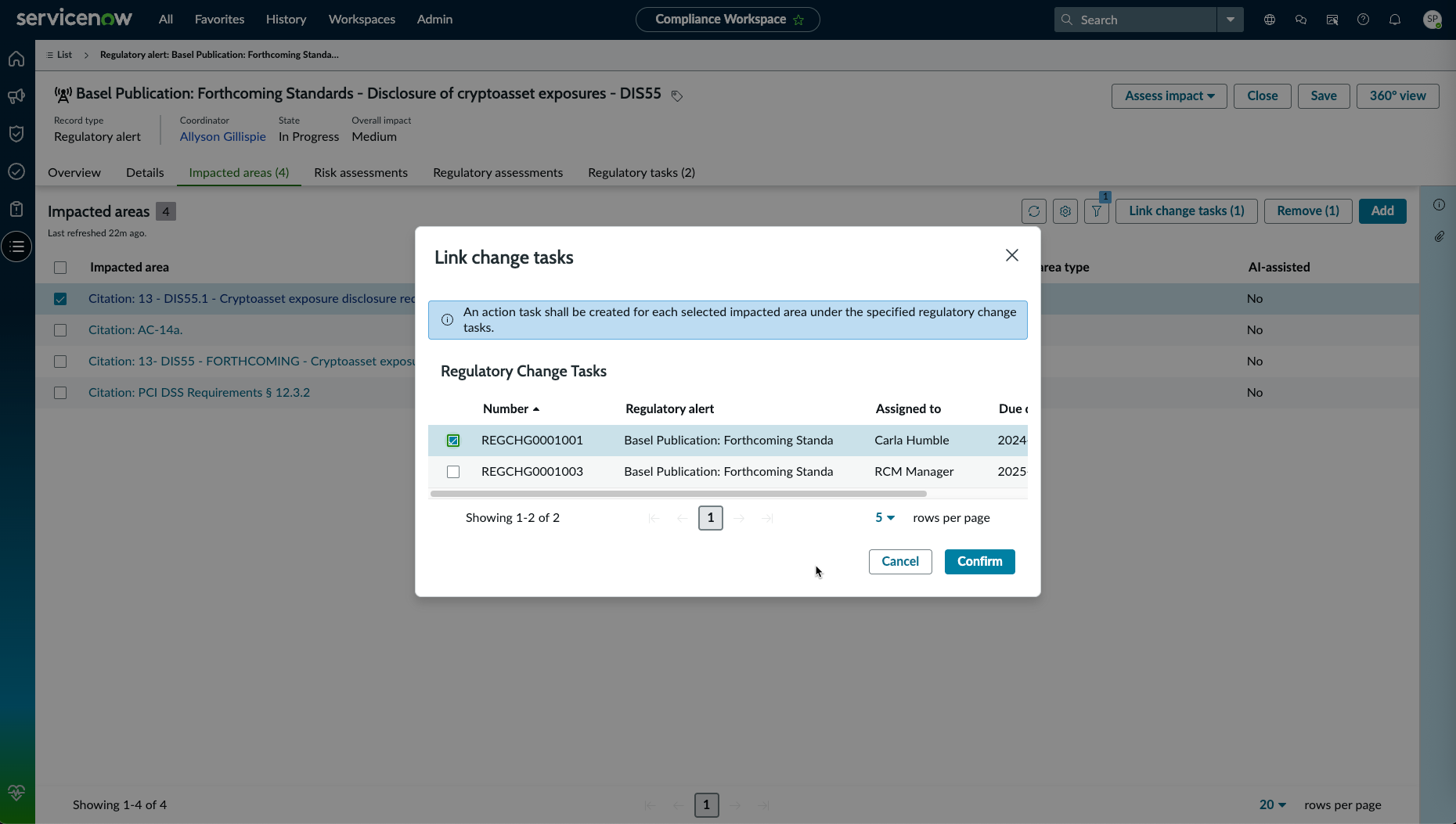 Link change tasks