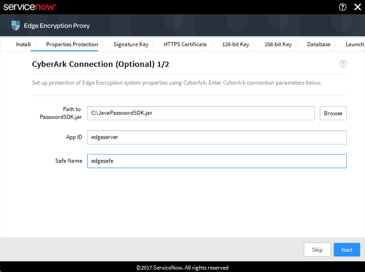 CyberArk の接続ページ