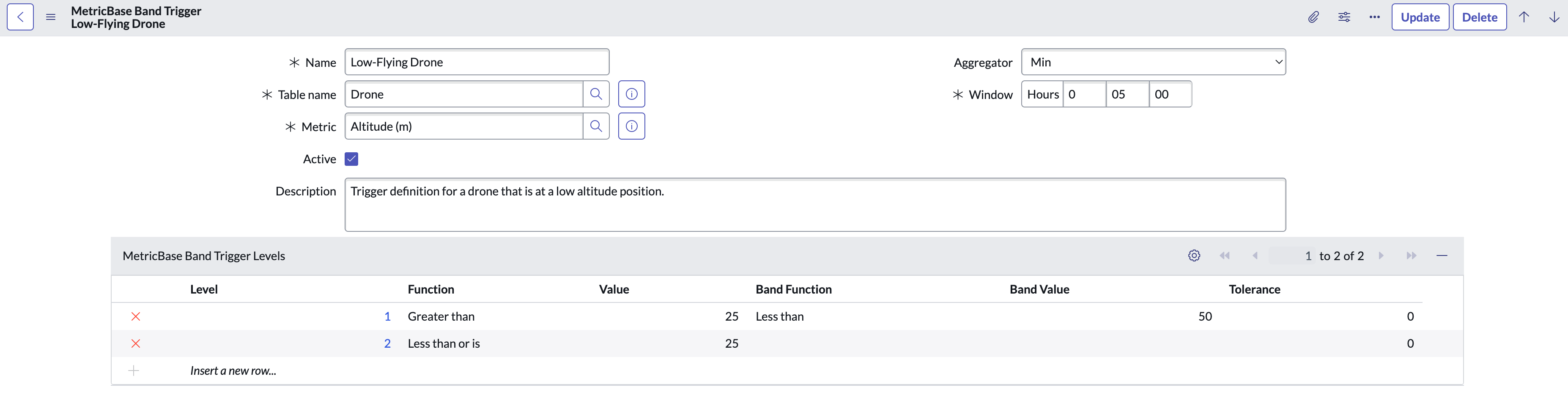 밴드 트리거 양식