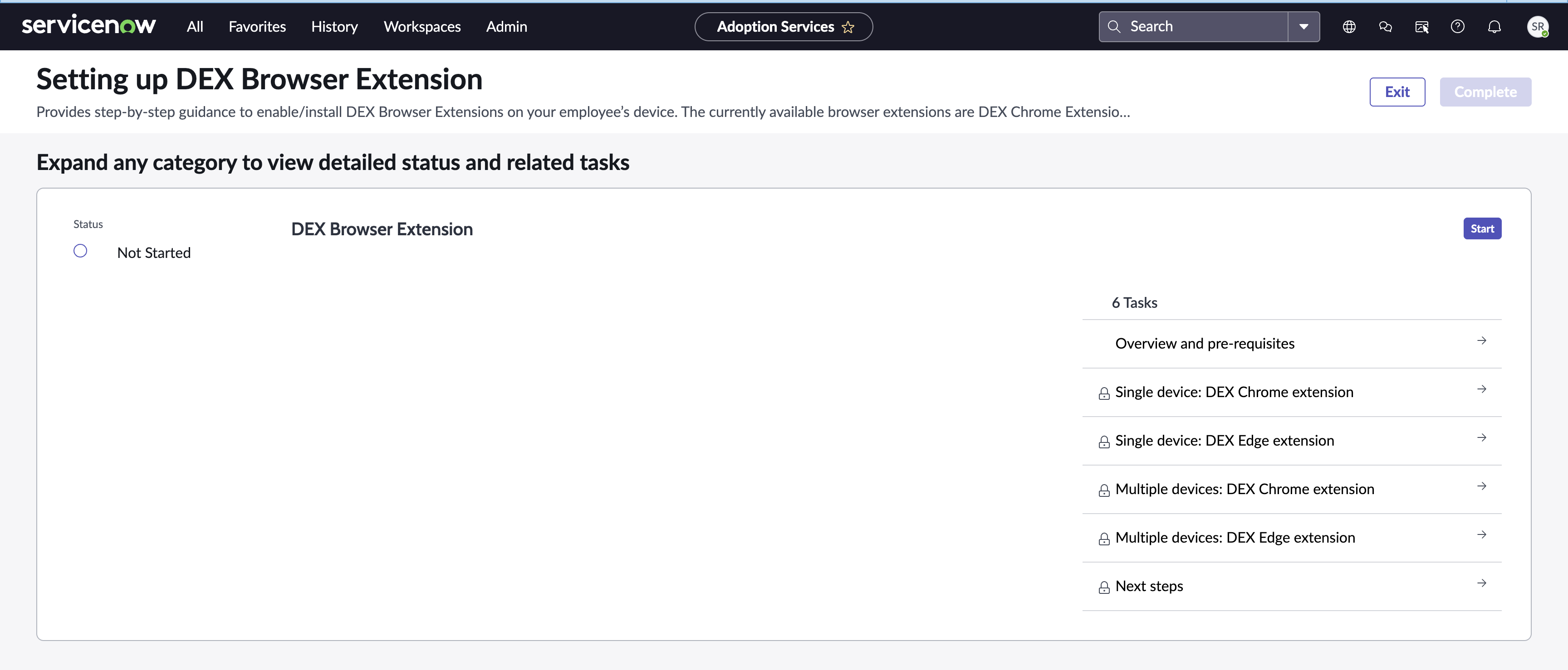 Guided setup for DEX Browser extension